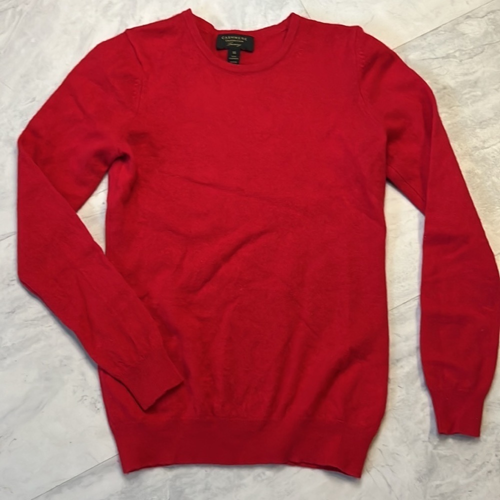 Charter Club 100% Cashmere Long sleeve Sweater Crewneck True Red Size XS